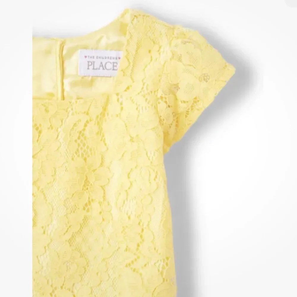 The Children’s Place Girls Yellow Lace Square Neck Shift Dress Large (10-12) New